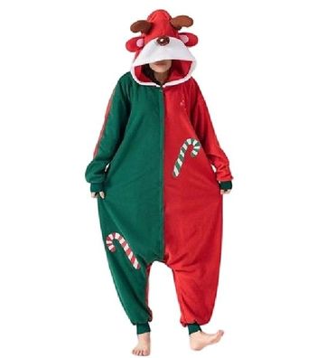 Elch Kigurumi Onesie Erwachsene Damen Herren Cosplay Pyjamas Weihnachten Tier Plusch