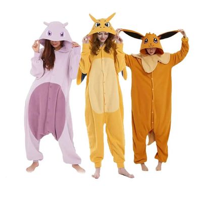 Braun Lila Onesie Damen Kigurumi Cosplay Pyjamas Winter Schlafanzug Tier Plusch