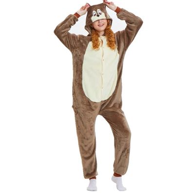 Eichhornchen Onesie Damen Tier Kigurumi Cosplay Pyjamas Halloween Karneval Plusch