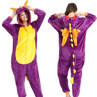 Spyro Lila Drache Onesie Erwachsene Anime Kigurumi Cosplay Pyjamas Tier Plusch