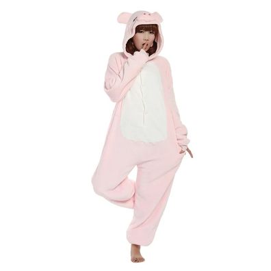 Rosa Schwein Onesie Erwachsene Anime Tier Kigurumi Cosplay Pyjamas Halloween Plusch