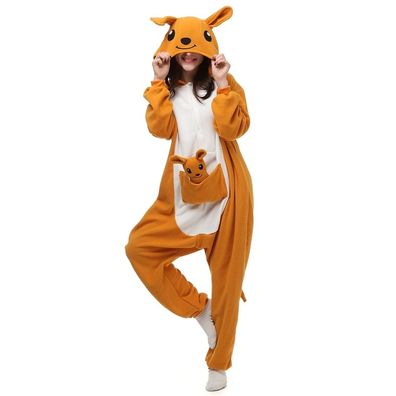 Kanguru Onesie Erwachsene Damen Herren Tier Kigurumi Cosplay Pyjamas Halloween Plusch