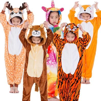 Sikahirsch Einhorn Tiger Onesie Kinder Tier Kigurumi Cosplay Pyjamas Plusch