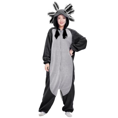 Schwarzer Axolotl Onesie Erwachsene Damen Tier Kigurumi Cosplay Pyjamas Plusch