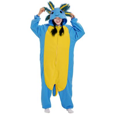 Blauer Axolotl Onesie Erwachsene Damen Tier Kigurumi Cosplay Pyjamas Plusch