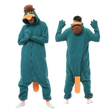 Favofans Grune Ente Onesie Erwachsene Damen Tier Kigurumi Cosplay Pyjamas Plusch