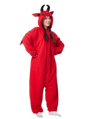 Favofans Roter Damon Onesie Erwachsene Herren Kigurumi Cosplay Pyjamas Tier Plusch