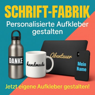 Personalisierte Aufkleber mit Wunschtext individuell selbst gestalten mit Vorschau