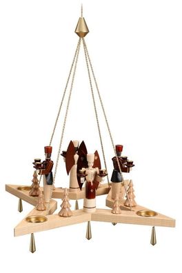 Lichterkranz Adventskranz Stern mit Engel und Bergmann BxT = 50x50cm NEU Advent