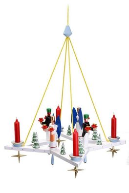 Lichterkranz Adventskranz Stern mit Engel und Bergmann BxT = 50x50cm NEU Holz