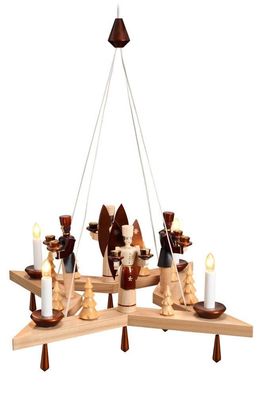 Lichterkranz Adventskranz Stern + Engel + Bergmann elektrisch BxT = 50x50cm NEU