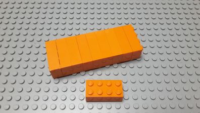 Lego 10 Basic Steine 2x4 hoch orange HABEN Kratzer