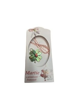 Martisor Märzchen Trifoi Charm Anhänger als Kleeblatt aus Metall 2401