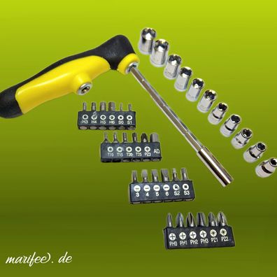 Schraubendreher-Set, T-Griff, 37-teilig mit Stecknüsse und Bits Art.-Nr. 20137