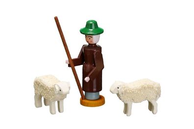 Weihnachtsdeko Schäfer mit Schafe Höhe 6,5cm NEU Weihnachten Schnee Seiffen