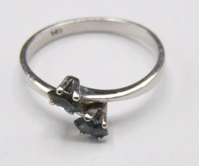 Weißgold Doppel Solitär Criss Cross Ring Saphir 585 Gold