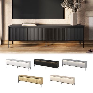 TV-Schrank TREND TR-06 mit 4 Türen Fernsehschrank LED Fernsehtisch Geriffelt