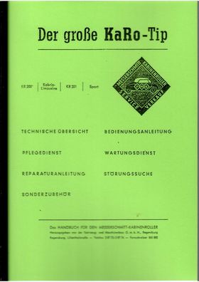 Reparaturanleitung und Bedienungsanleitung Messerschmitt, KR 200, KR 201
