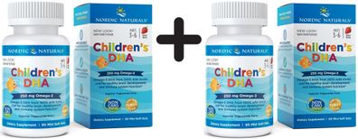 2 x Nordic Naturals Children's DHA, 250mg Strawberry - 90 softgels