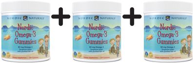 3 x Nordic Naturals Nordic Omega-3 Gummies, 82mg Tangerine Treats - 120 gummies