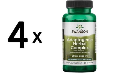 4 x Swanson Rhodiola Ashwagandha Ginseng Complex - 60 caps