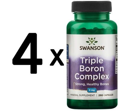 4 x Swanson Triple Boron Complex, 3mg - 250 caps