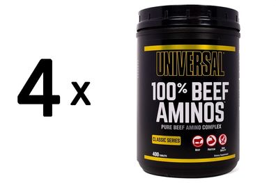 4 x Universal Nutrition 100% Beef Aminos - 400 tableten