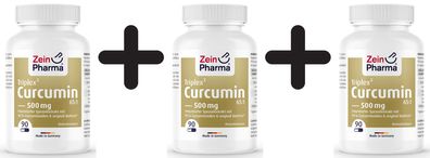 3 x Zein Pharma Curcumin Triplex, 500mg - 150 caps
