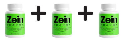 3 x Zein Pharma Curcumin Triplex, 500mg - 90 caps