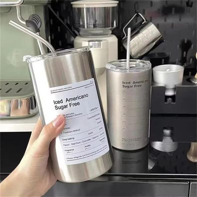 Tragbare 600 ml Thermoskanne Tasse 304 Edelstahl Kaffeetasse Thermo auslaufsichere Wa