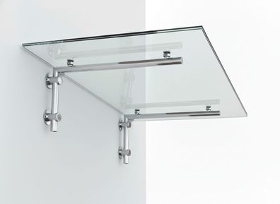 Glaszentrum Hagen 130x90 cm Glasvordach Klar V2A-L