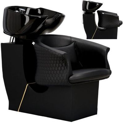 Friseurwaschanlage Rimini – bewegliche Keramikschüssel, Armatur & Kopfstütze