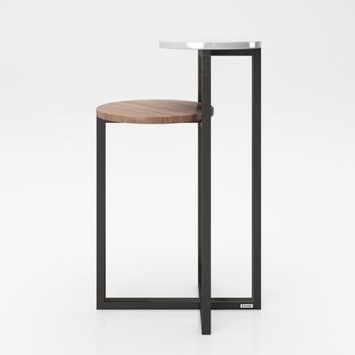 Playboy - Beistelltisch "CHERYL" mit 2 Ablagen, Schwarz mit Walnuss Dekor und Weiss