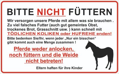 Hinweisschild Pferde füttern verboten