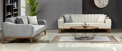 Wohnlandschaft Sofa Sofagarnitur Italienischer Stil Couch Sitzgarnitur 3 + 3