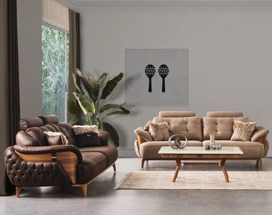 Polstergruppe Lounge Garnitur Couch Set Sofa Gruppe Sitzgarnitur 3 + 3