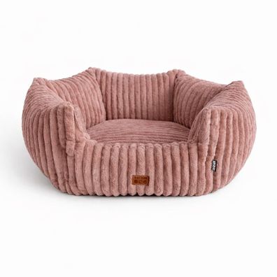 Hundebett Luna aus Cord mit Rand | Weiches Komfortbett Waschbar