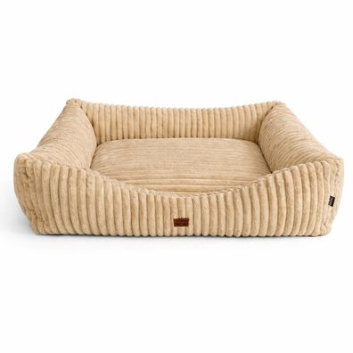 Hundebett Bella aus Cord mit Rand | Weiches Komfortbett Waschbar