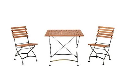 Schlossgarten Gartenmöbel Set 3tlg., 2 Klappstühle, Klapptisch 90 x 90 cm