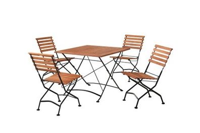 Schlossgarten Set 5tlg., 4 Klappstühle, Klapptisch 90 x 90 cm