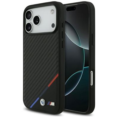 Case BMW MagSafe iPhone 17 Pro Max Carbon-Look Tricolor schwarz Logo Metall