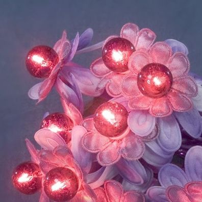 Deko-Lichterkette lila Stoffblume 10er 1,35m Konstsmide 1378-451