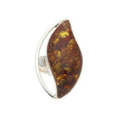 Ring 925/000 Sterling Silber mit Bernstein Handarbeit getragen 25320991