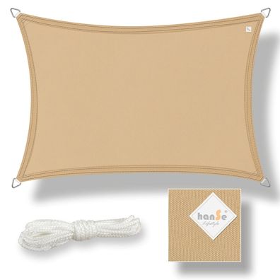hanSe Sonnensegel Schattensegel Schattenspender Polyester Rechteck 2x4m Sand