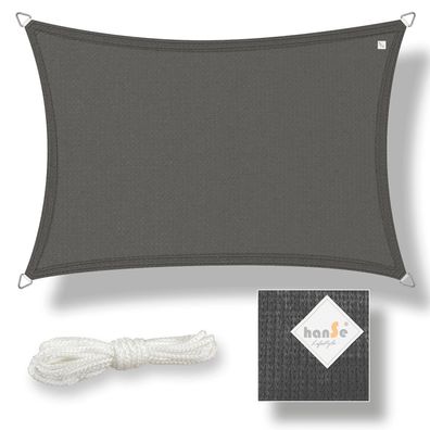 hanSe Sonnensegel Schattensegel Schattenspender Polyester Rechteck 2x4m Graphit