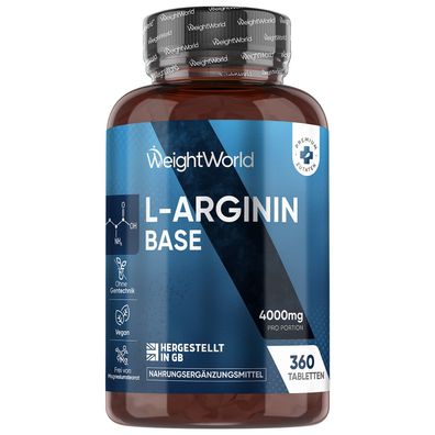 L-Arginin (Base) - 4000mg pro Portion - 360 vegane Tabletten