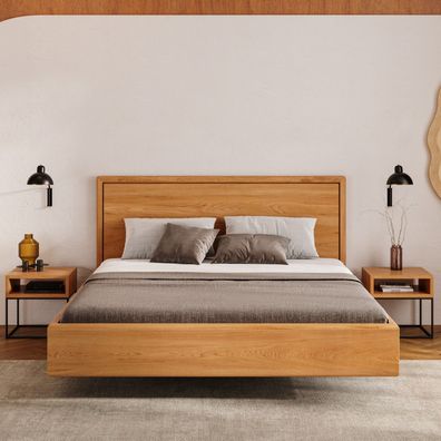 Schwebebett Linea aus massivem Eichenholz