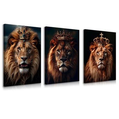 Muralo Leinwandbild Canvas für Büro LÖWE König Abstraktion 3D Effekt