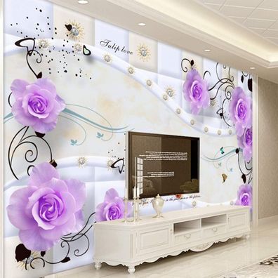 Vlies Fototapete Wandtapete Wandbilder 3D Trendige Rosen Modern Elegant 4677