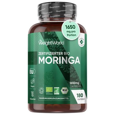 Bio Moringa Kapseln - Hochdosiertes 1650mg Pulver - 2 Packungen